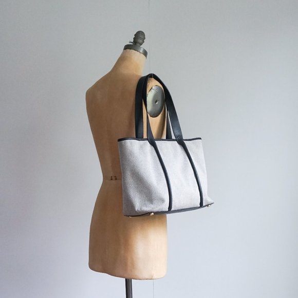 Skagen Navy  Leather and Fabric  Tote with  a  Leather Pocket - Picture 2 of 5